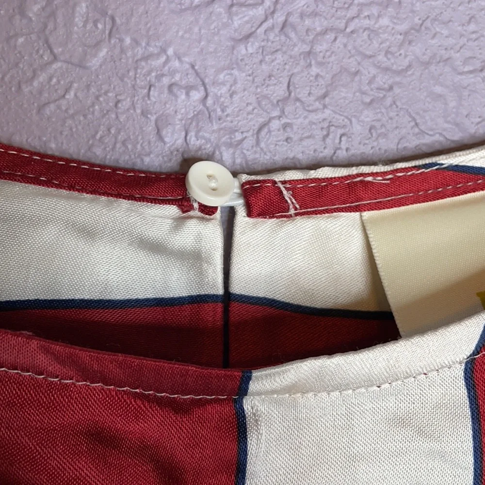 Anthropologie Red and White Striped Puff Sleeve Blouse